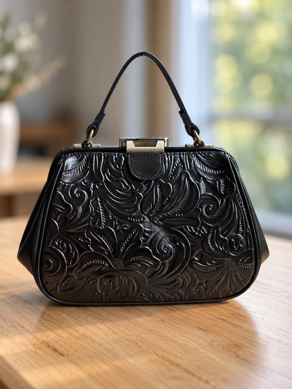 NWT Patricia Nash Gracchi Chocolate Leather Framed Satchel
